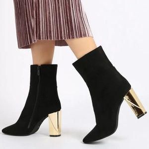 Suede Perspex Heel Ankle Boots